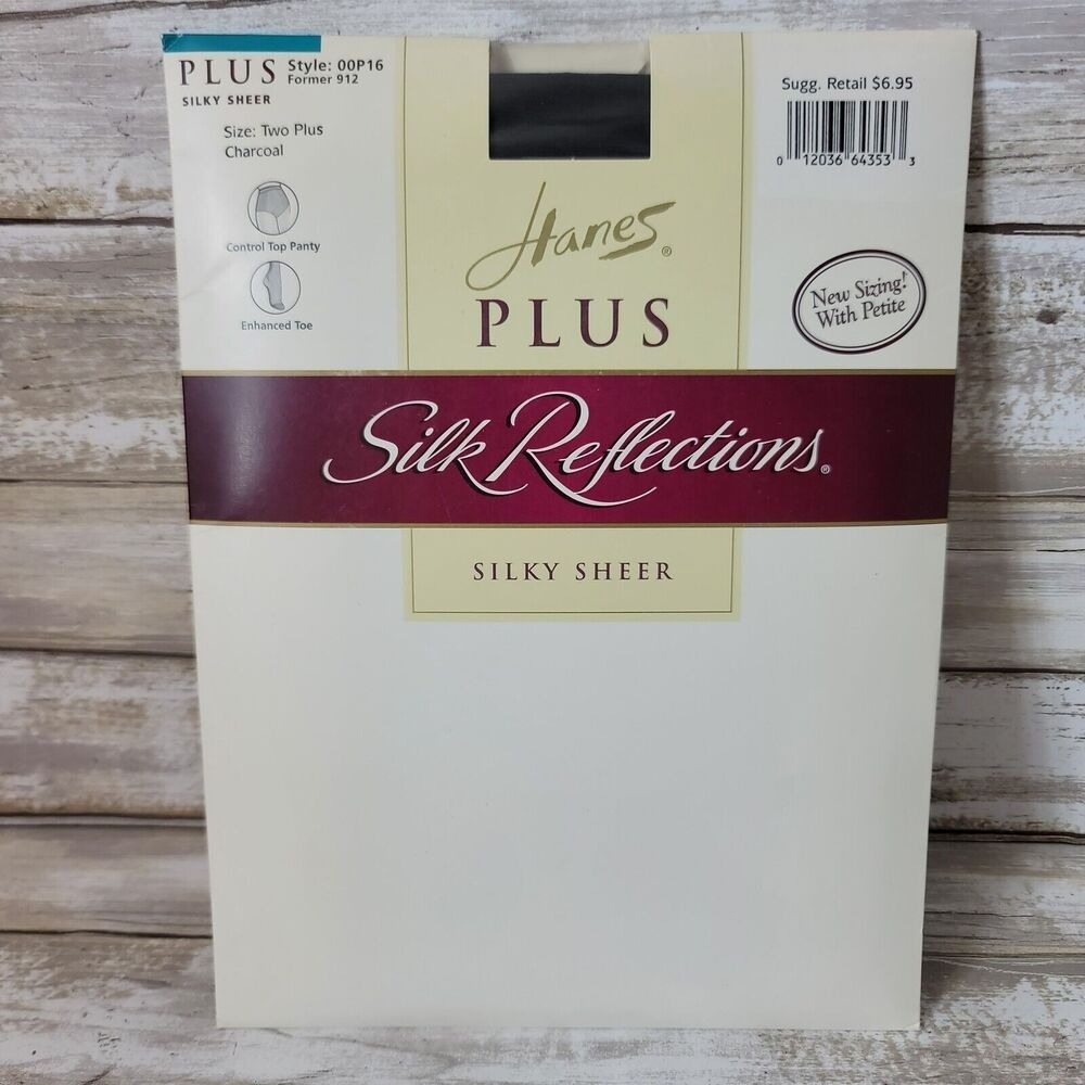 Hanes Silk Reflections Pantyhose Womens Two Plus Charcoal Sheer Control Top